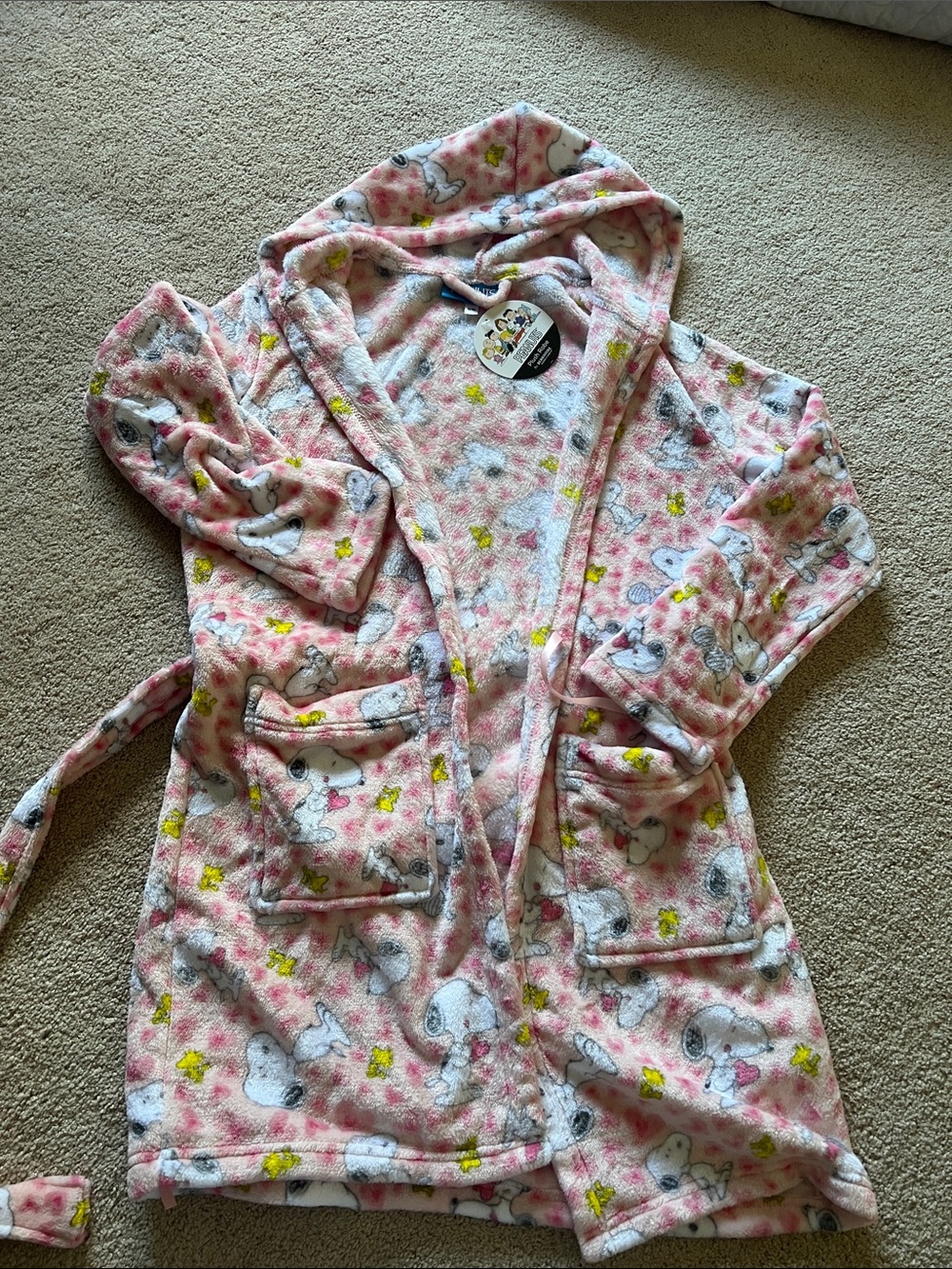 Peanuts Pink Snoopy Fleece Hooded Robe